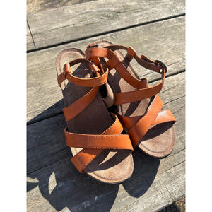 Dansko Frida Sandal Orange Strappy Open Toe Wedge Sandals Sz 41